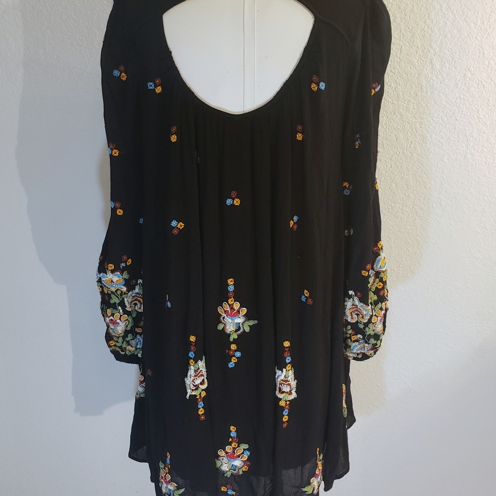 Free People Black Dress  Incredible Embroidery S
